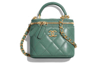 CHANEL Lambskin Box Bag, Shoulder Bag, Crossbody Bag, Handbag Women's Green