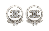 CHANEL Crystal Cc Pearl Earrings