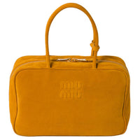 MIU MIU Beau Suede Leather Bowling Bag, Shoulder Bag, Handbag Women's Yellow