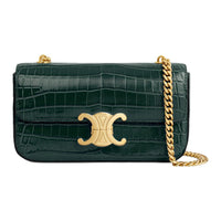 CELINE Nile Crocodile Leather Shoulder Bag Women's Green