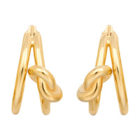 CELINE Knot Double Hoops In Brass With Gold Finish