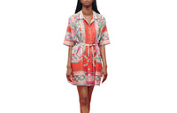 HERMES Short-Sleeved Dresses Women's Rose Pink