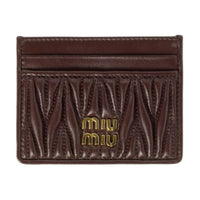 MIU MIU Quilting Nappa Leather Card Holder Women's Briarwood