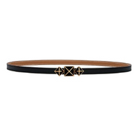 HERMES Calfskin Gold-Plated Metal Leather Belts Women's Black Width 1.3CM