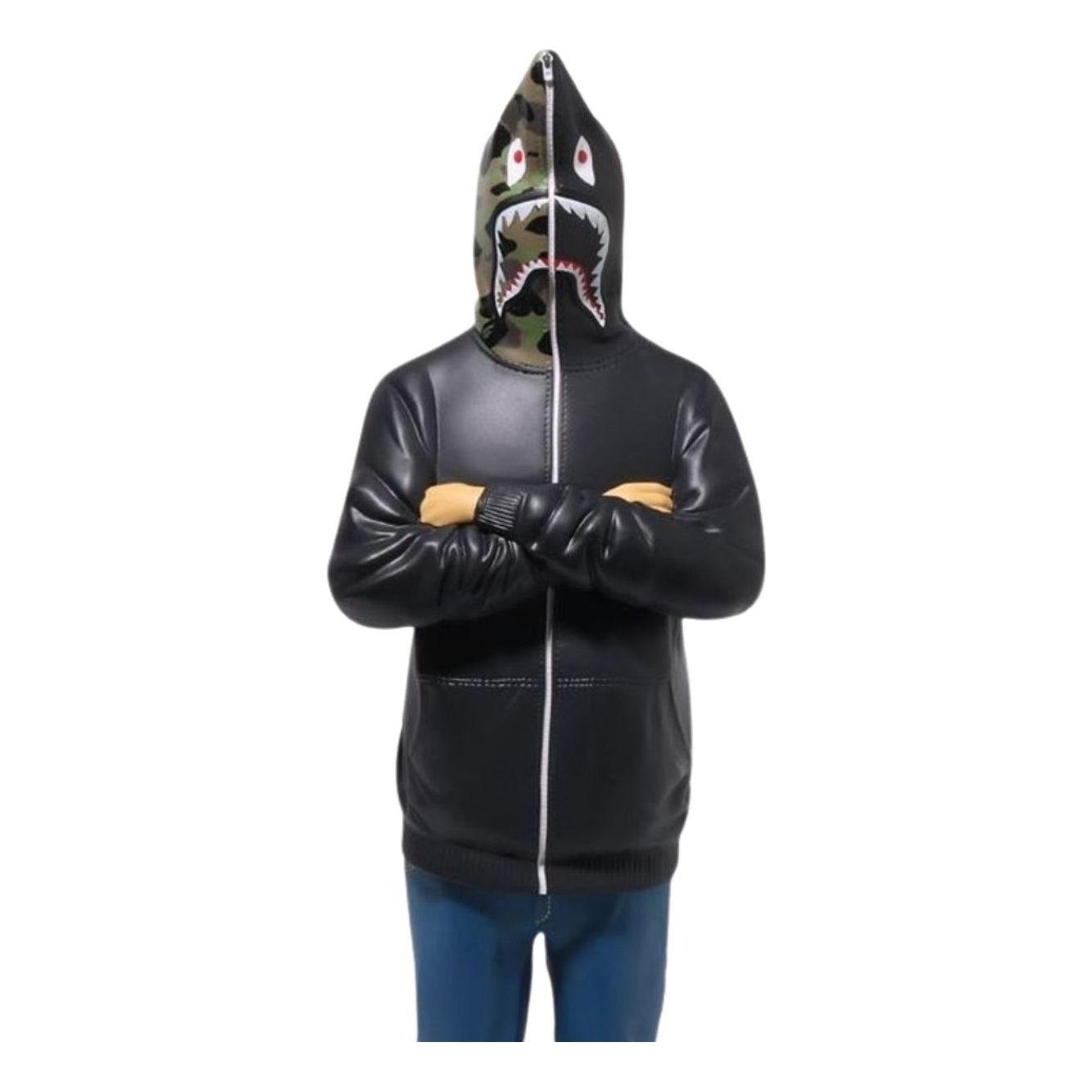 A Bathing Ape Shark Figure Full Zip Hoodie 'Black' 1J80-185-001