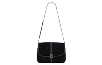 SAINT LAURENT Suede Patchwork Leather Crossbody Bags Shoulder Bags Women's Black