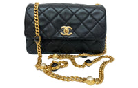 CHANEL Lambskin Shoulder Bag Crossbody Bag Women's Black