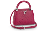LOUIS VUITTON Ostrich Leather Capusin Shoulder Handbag Mini Unisex Blackcurrant Pink