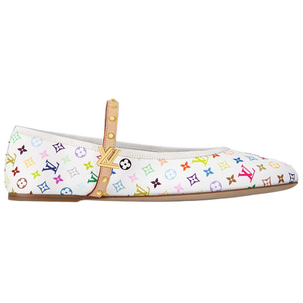 LOUIS VUITTON Flat Mary Jane Shoes Women's White