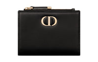DIOR 30 Montaigne Smooth Calf Leather Wallet Women's Black