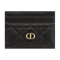 DIOR Soft Cow Leather Card Clip Money Clip Card Holder Women's Black