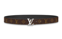 LOUIS VUITTON Double-Sided Smooth Buckle Cow Leather Canvas Leather Belts Women's Brown/Black Width: 3cm