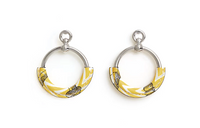 HERMES Metal Calfskin Palladium-Plated Earrings Women's Yellow