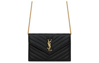 SAINT LAURENT CASSANDRE Sheepskin Handheld Crossbody Bag, Shoulder Bag Women's Black
