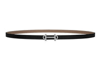 HERMES Gamma Argent Silver Buckle Epsom Calfskin Double Sided Leather Belt Unisex Black/Elephant Gray