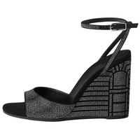 HERMES Jolie Strap Sandals 10cm Women's Black