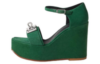 HERMES Hilda Strap Sandals 12cm Women's Green