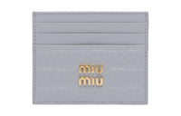 MIU MIU Leather Business Card Holder Card Case Women's Cornflower Blue