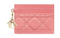 DIOR Lady Dior Lambskin Card Holder Women's Light Pink
