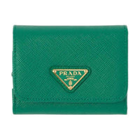 PRADA Cow Leather Wallet Women's Green