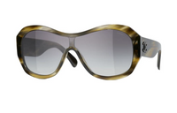 CHANEL Acetate Irregular Shape Sunglasses Women's Brown