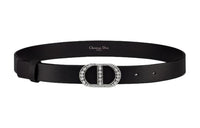 DIOR Letter Logo Plate Buckle Women's Black Width 2.7CM