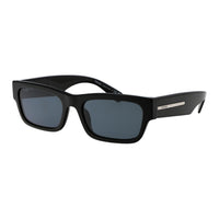 PRADA Rubber Acetate Goatskin Rectangular Sunglasses Men's Black