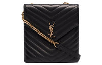 SAINT LAURENT Calfskin Shoulder Bag Crossbody Bag Women's Black