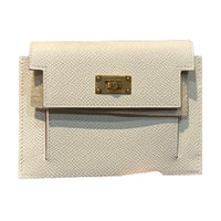 HERMES Kelly Pocket Epsom Leather Wallet Women's Milkshake White