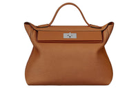 HERMES 24/24 Aurillon Maurice Leather Patchwork Barenia Calfskin Handbag Women's Brown