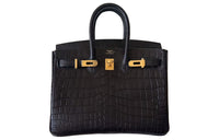 HERMES Birkin Crocodile Leather Handbag Women's 89 Noir Black
