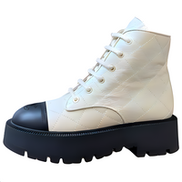 CHANEL Short Martin Boot Women's White