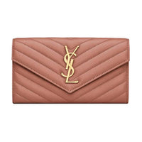 SAINT LAURENT CASSANDRE Lambskin Wallet Large Size Women's Light Pink