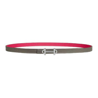 HERMES Calfskin Leather Belts Women's Gray Meyer/Mexican Rose Width 1.3cm