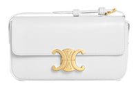 CELINE Triomphe Shiny Cow Leather Shoulder Bag, Handbag, Shoulder Bag Women's Arctica White