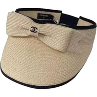 CHANEL Straw Woven Sun Protection Hats Women's Beige