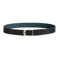 HERMES Metal Leather Belts Men's Black/Prussian Blue Width 3.2CM