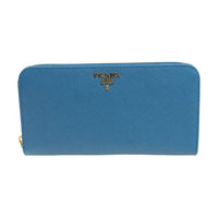 PRADA Calfskin Wallet Women's Light Blue