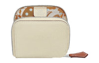 HERMES Silk'In Cow Leather Wallets Coin Purses Regular Women's Gray White