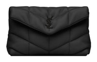 SAINT LAURENT PUFFER Sheepskin Envelope Bag Clutches Small Size Women's Black