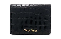 MIU MIU Crocodile Pattern Leather Wallet Women's Black