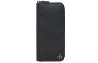 PRADA Cow Leather Wallet Men's Black With Gold Text