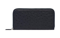 PRADA Ostrich Leather Wallet Men's Marine Blue