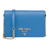 PRADA Leather Shoulder Bag Mini Women's Blue