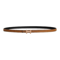 HERMES Metal Calfskin Rose Gold-Plated Leather Belts Women's Brown Width 1.3CM