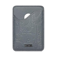 DIOR Cow Leather Card Holder Men's Dark Gray