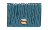 MIU MIU Matelassé Sheepskin Card Holder Women's Blue