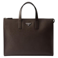 PRADA Saffiano Leather Tote Bag Shopping Bag Handbag Men's Dark Brown