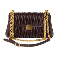 MIU MIU Matelassé Nappa Leather Portable Crossbody Bag Shoulder Bag Women's Deep Red
