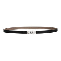 HERMES Metal Leather Belts Women's Black/Taupe Width 1.3CM